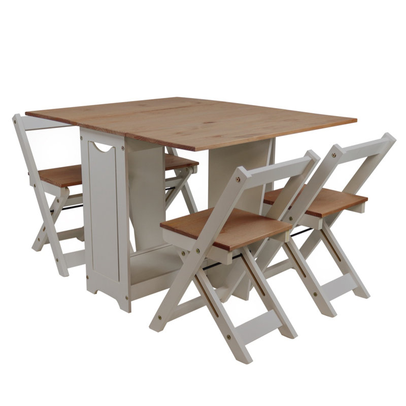 Corona Grey Wax Furniture 4 - Person Drop Leaf Dining Set, Grey