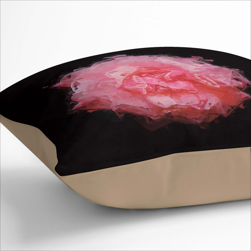 Lone Pink Carnation Cushion with Filling, 55cm H x 55cm W x 20cm D, Stone