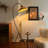 Chinese Vintage-Style Iron (with Baking Paint) & Rattan Floor Lamp