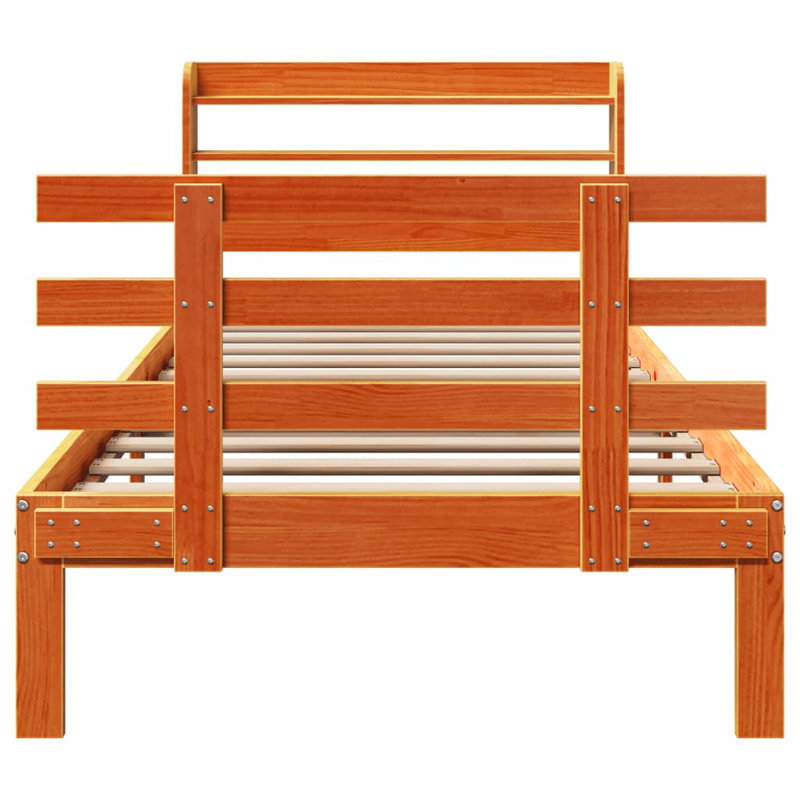 Bed Frame With Headboard Without Mattress, Small Single (2'6), Wax Brown