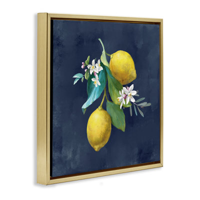 Lemon Cluster on Blue Floater Canvas Wall Art by Danhui Nai