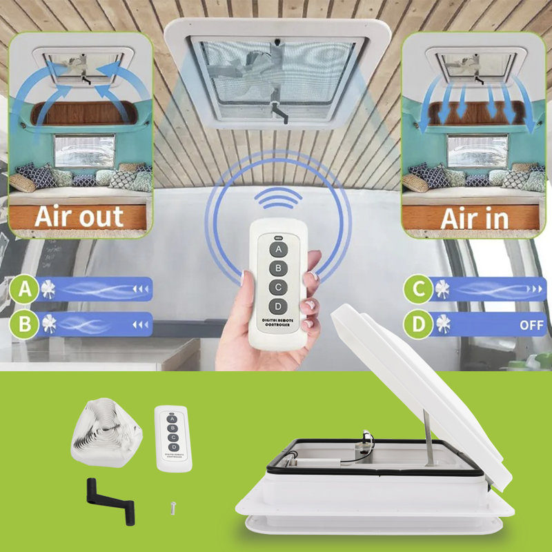 Ventilateur de toit intelligent avec télécommande, 14 po