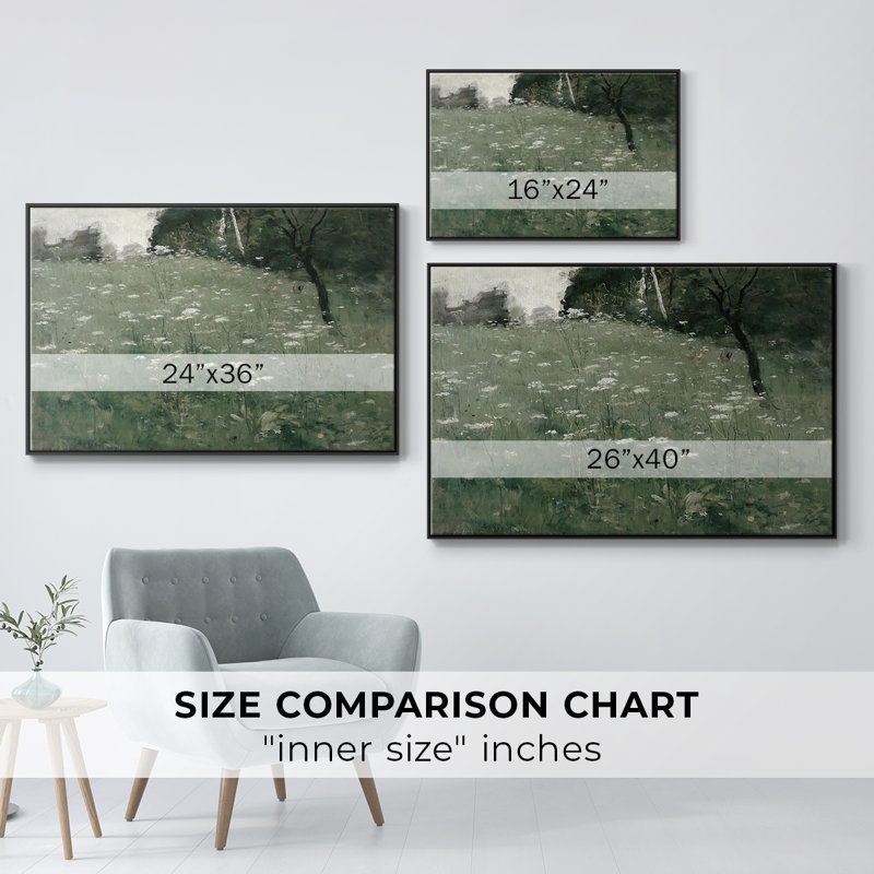 "Vintage Landscape -LVII" sur toile, H 25 po x l 37 po x P 2 po, Cadre flottant noir