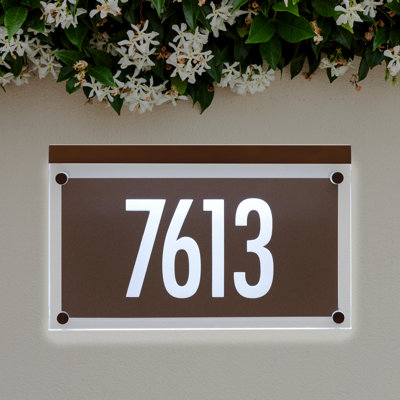 Plaque d'adresse en cristal métallique lumineux à 1 ligne DEL Futura