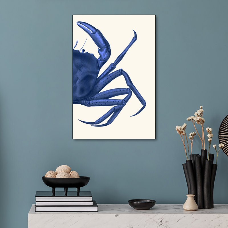 Toile en métal Steemplix - crabe contrastant en bleu marine II par Fab Funky - impression murale