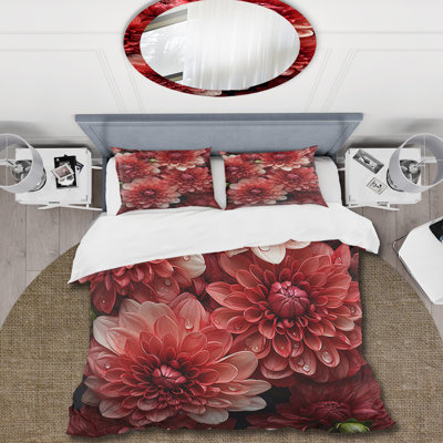 Ensemble de housse de couette Red Blooming Chrysanthemums Beauty - Chrysanthemums