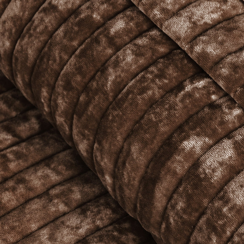 Luxe Velvet Channel Quilt Set, California King, Rust Brown