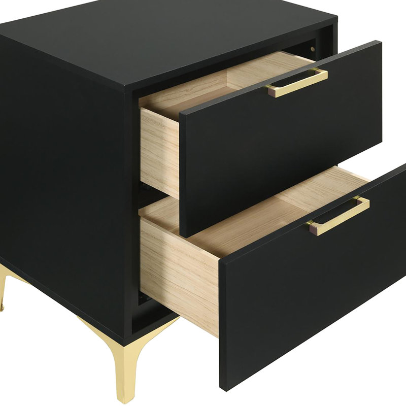Table de chevet avec 2 tiroirs pour la chambre à coucher - Espace de rangement spacieux, design, joints dans les tiroirs, grand espace de rangement, style,