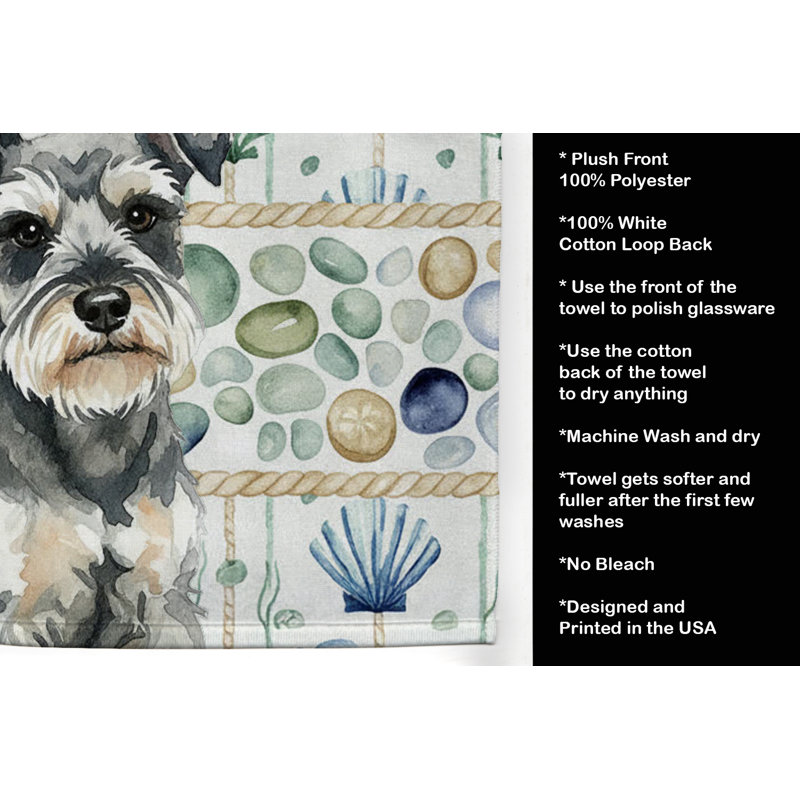 Serviette de cuisine blanche en verre de mer à épagneul tibétain blanc, Miniature Schnauzer