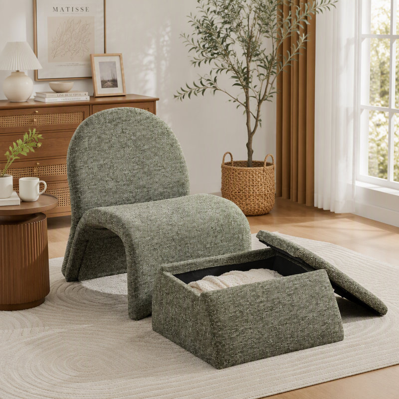 Fauteuil d'appoint avec repose-pieds Modern Chenille