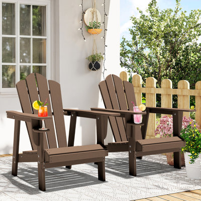 Devito All-Weather Resistant HDPE Plastic Oversize Adirondack Chairs(Set Of 2) by Rosecliff Heights