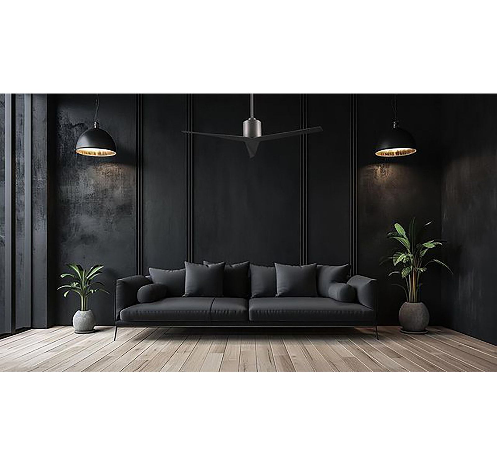 56'' 3 Blade Ceiling Fan, Brushed Nickel, Matte Black