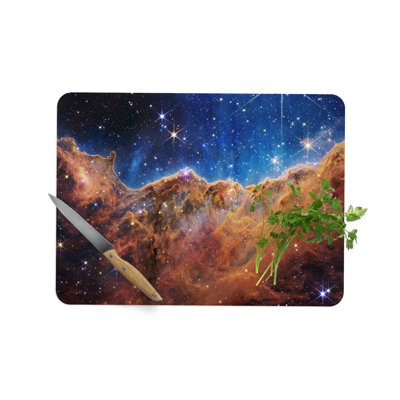 Superbe planche à découper en verre nébuleuse Carina de la NASA, parfaite pour les passionnés de l'espace et les amateurs d'astronomie à la recherche d'un décor unique