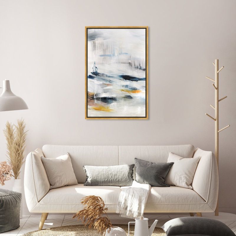 Modern Abstract Snow Landscape Print, 30" H x 20" W, Wrapped Canvas