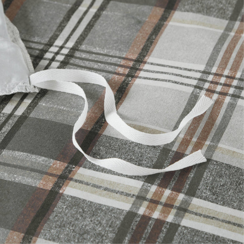 Housse de couette pour lit double / grand lit 3 pièces en microfibre à motif écossais