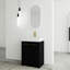 Meuble-lavabo de 24 po avec lavabo en résine, charnières à fermeture douce, châtaignier noir, design luxueux, espace de rangement spacieux de 24 po, porte, couleur châtaignier, style moderne, intérieur