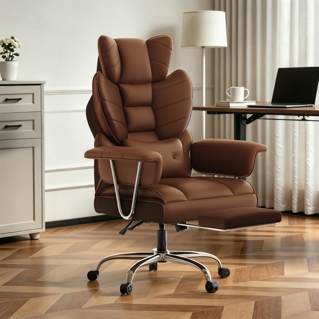 PU Leather Executive Chair with Footrest and Lumbar Support