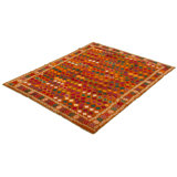 Tapis décoratif en laine orange brûlé de conception unique noué à la main New Age 5 pi 11 po X 7 pi 9 po