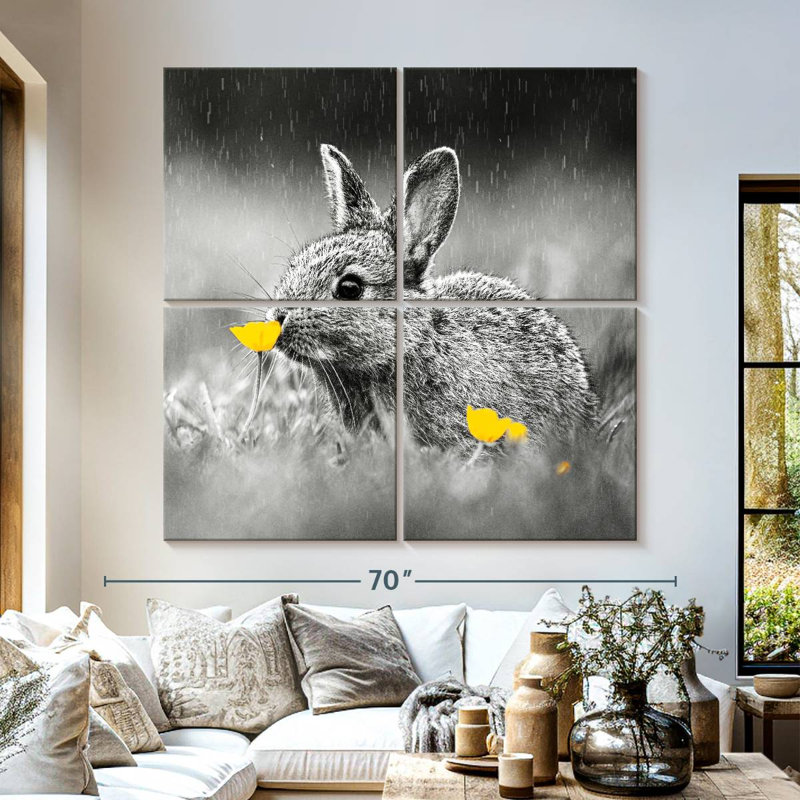 Brampt lapin reniflant fleur pop, H 57 po x l 57 po