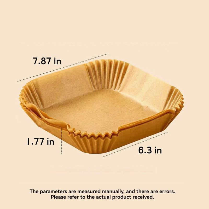 100 Pcs Square Air Fryer Paper Liners, 1.77" H x 6.3" W x 6.3" D