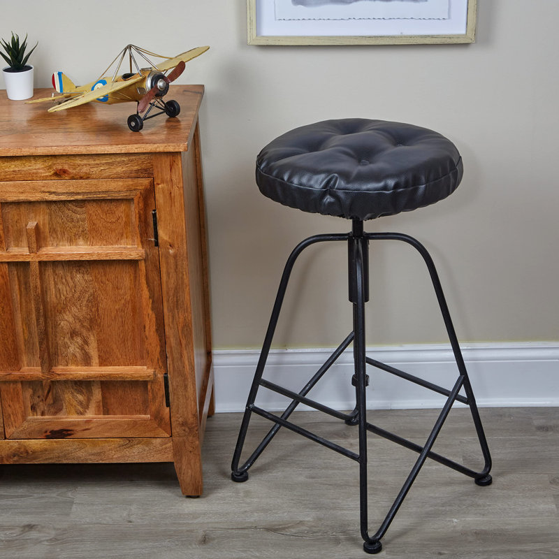 Non-Slip Faux Leather Barstool Seat Cushion, 14-Inches Round, Black