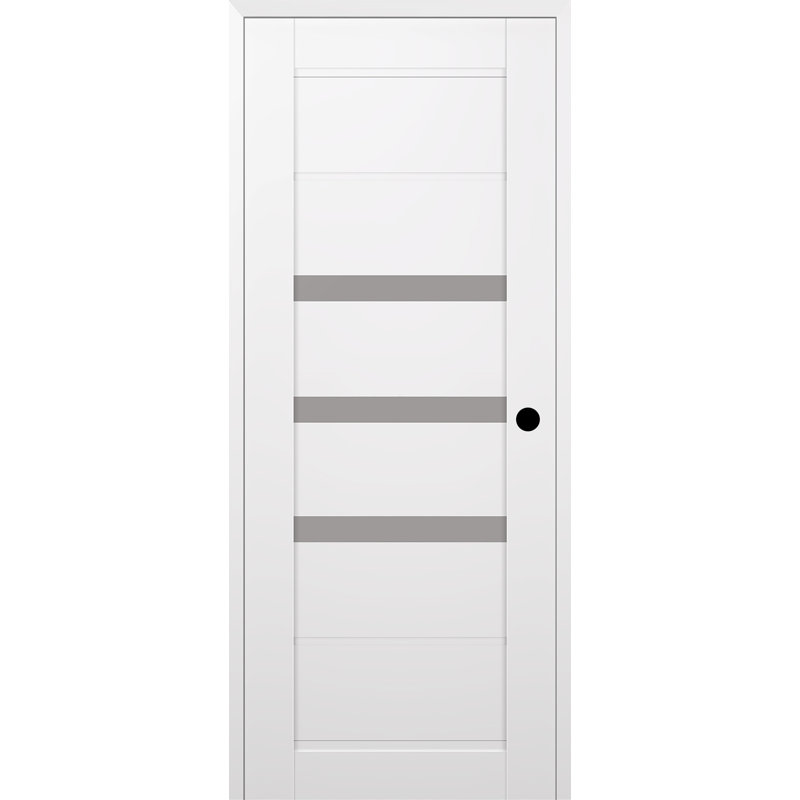Porte standard en verre et en bois manufacturé préfini Rita, À gauche, 35,88 po x 79,38 po