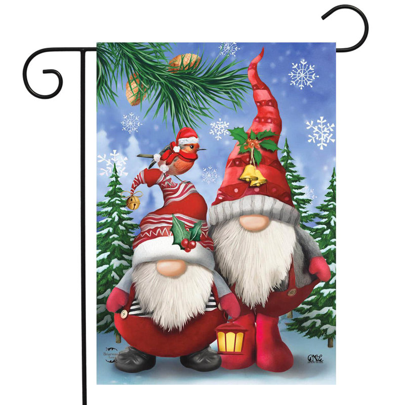 Drapeau de jardin des Gnomes d'hiver, Rouge / Vert / Blanc