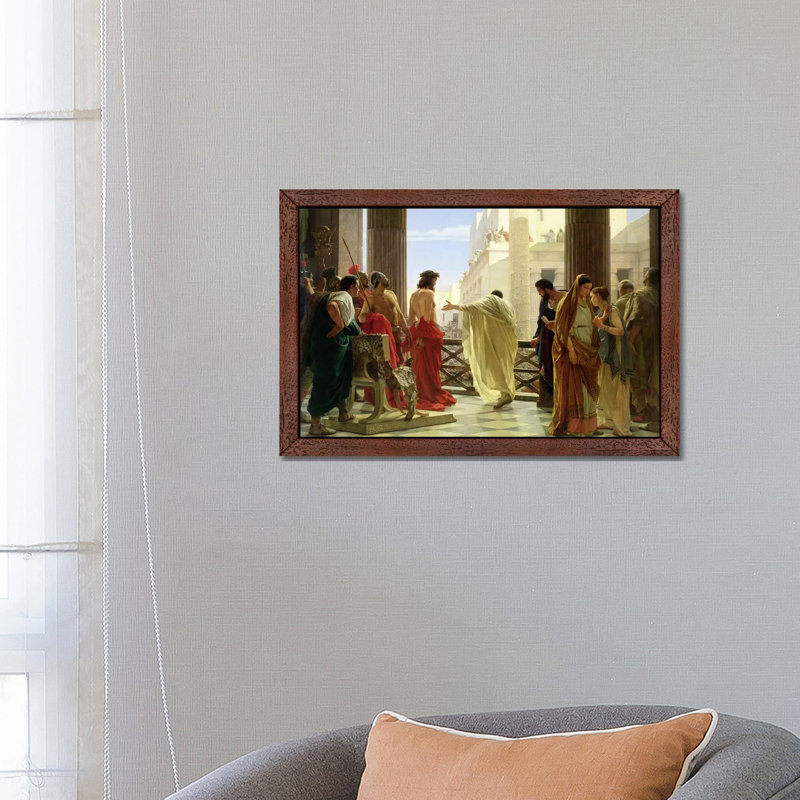 Ecce Homo by Antonio Ciseri - Wrapped Canvas Painting, 152.5 cm H x 101.5 cm W, Brown Framed