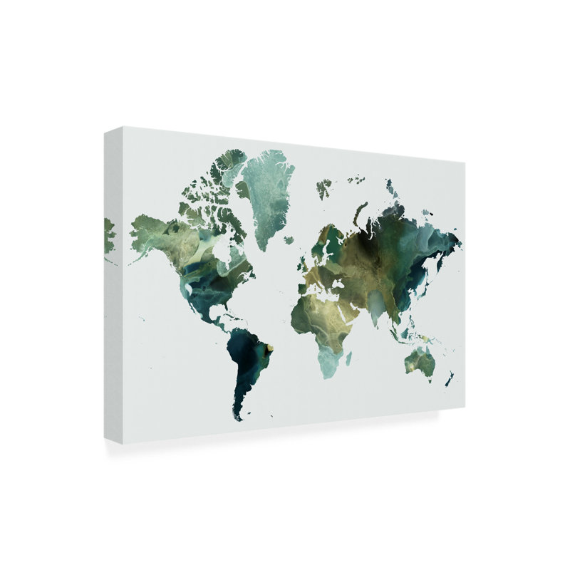 «Grace Popp Aurora World Map», art sur toile, H 30 po x l 47 po x P 2 po