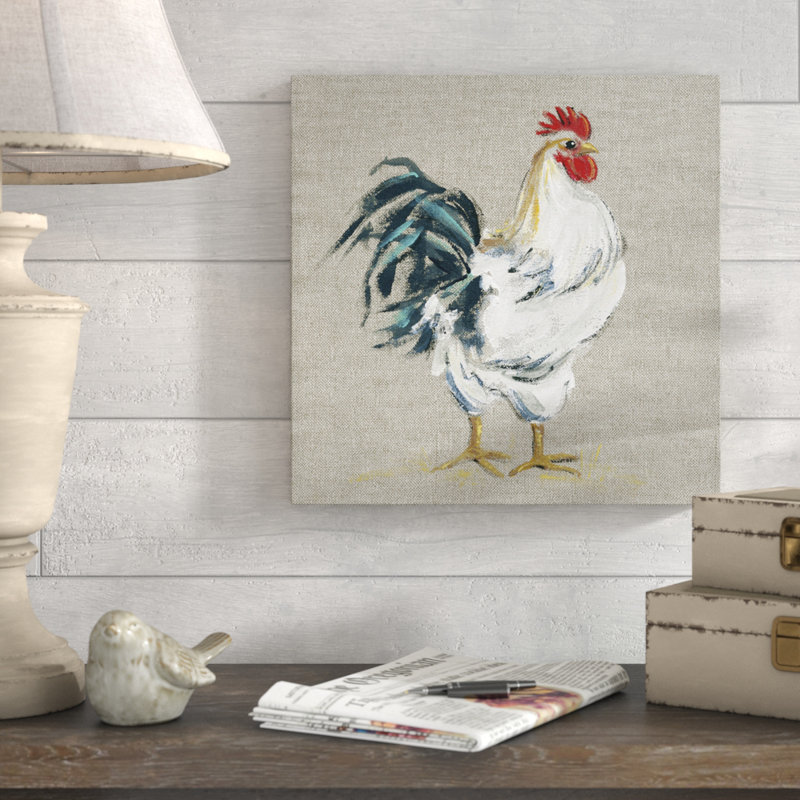 « linen coq i », reproduction de peinture à l’huile, Toile tendue, H 16 po x l 16 po x P 1,5 po
