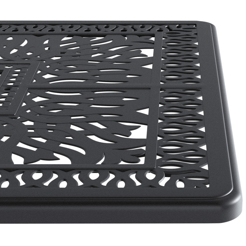 Table de salle à manger L58.27 * W34,65 pouces en fonte d'aluminium avec structure noire et trou pour parasol