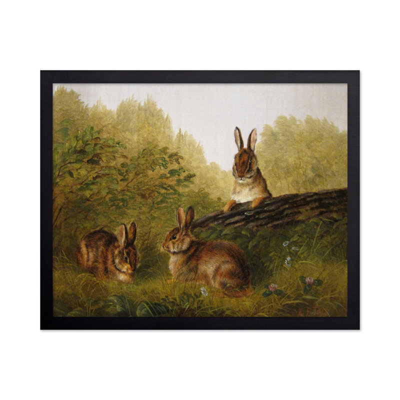 Lapins sur une bûche, Black Framed, Poster, 08"H x 10"W