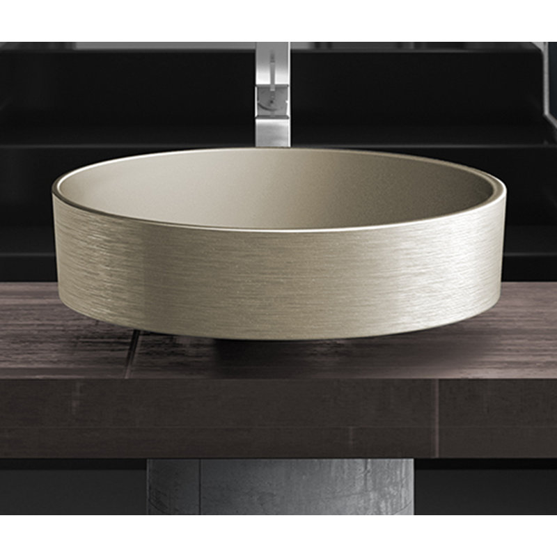 Rho 16.1'' L Bathroom Sink, Brushed Platinum