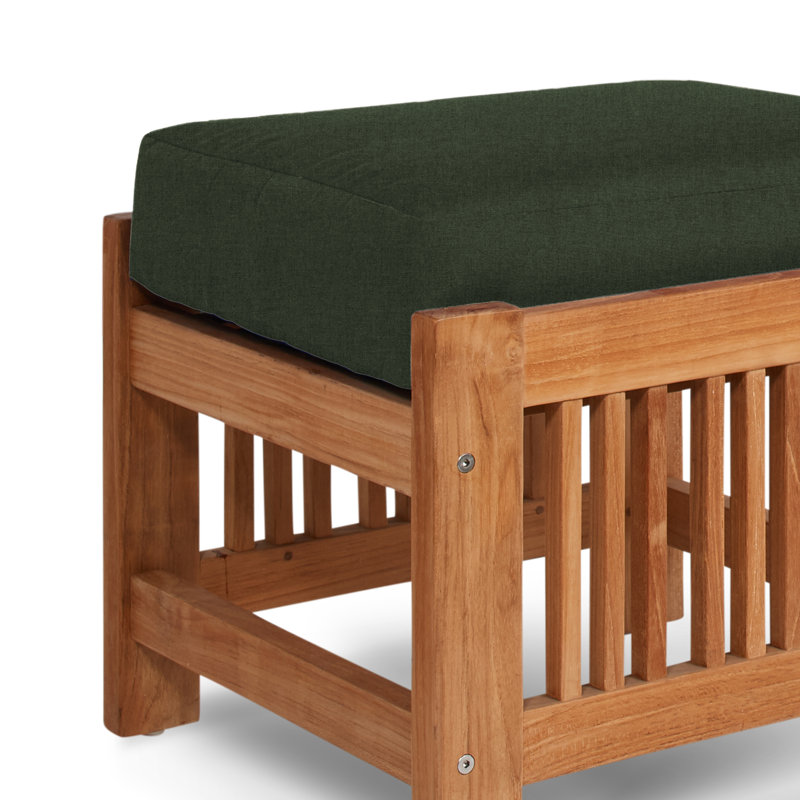 Pouf d'extérieur Crider Summer en teck, Sunbrella® Play Jungle
