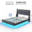 Modern Queen Bed Frame with Headboard, Upholstered Wingback Platform Bed With LED Lights, Charging Port, Fabric Floating Bed With Storage