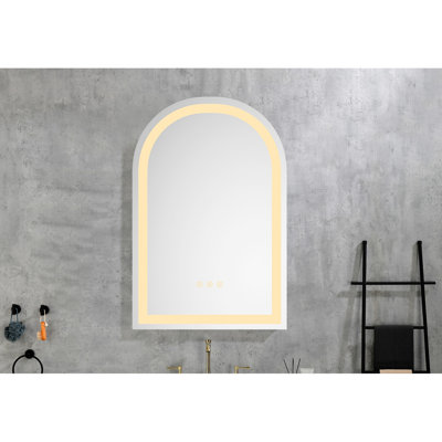 30x20 Led Bathroom Mirror - High Lumen, Fog, Long-lasting Material, White Aluminium Vanity With Lights Brightness Control