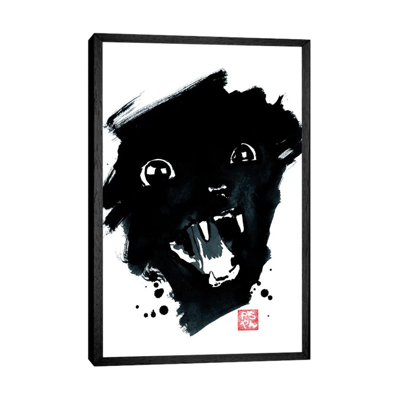 Screaming Cat by Péchane - Print on Canvas, Black Framed, 66.04 cm H x 45.72 cm W x 3.175 cm D