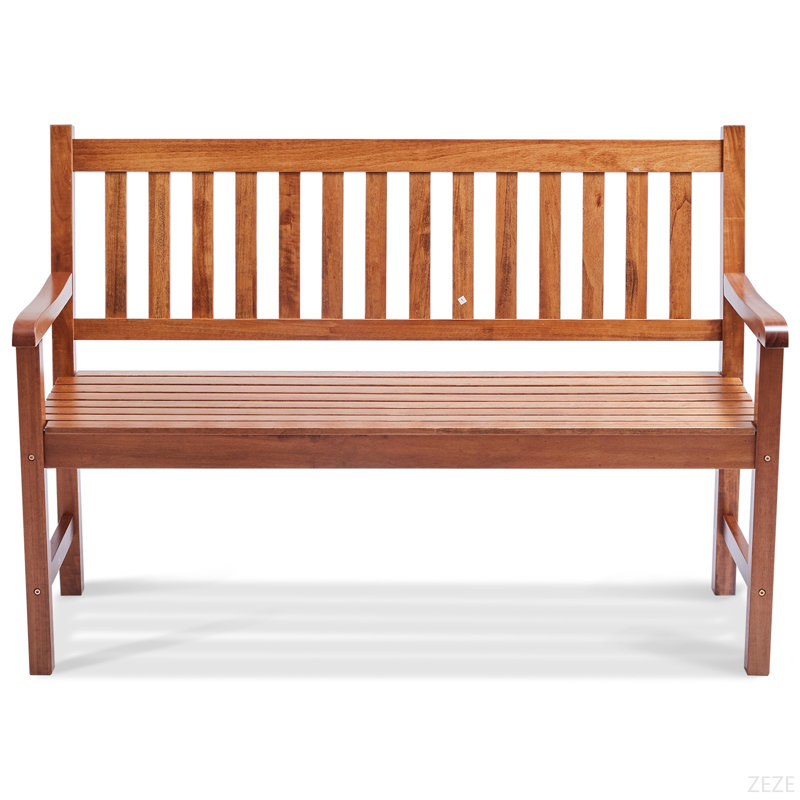Banc d'extérieur, banc de jardin en bois de 50 pouces pour l'extérieur, banc de jardin extérieur avec dossier et accoudoirs, banc de capacité de charge de 800 lb, banc de patio pour jardin, parc, cour, porche