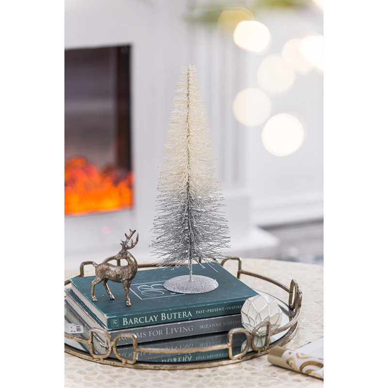 Ombre BB Tree - Set of 2 - 7.5" x 7.5" x 23.6" - White/Silver