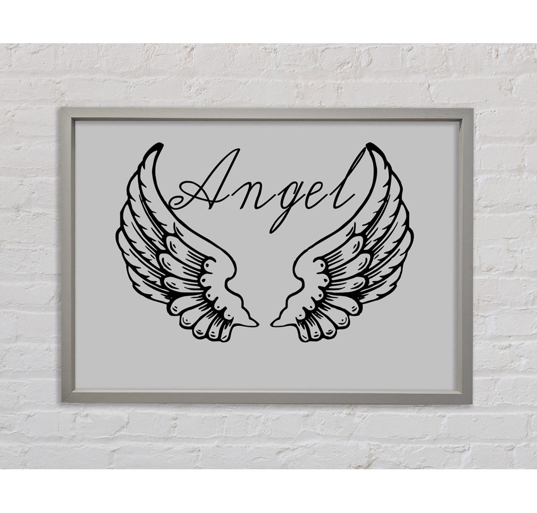 Angel Wings 4 Grey - Einzelne Bilderrahmen Kunstdrucke auf Leinwand