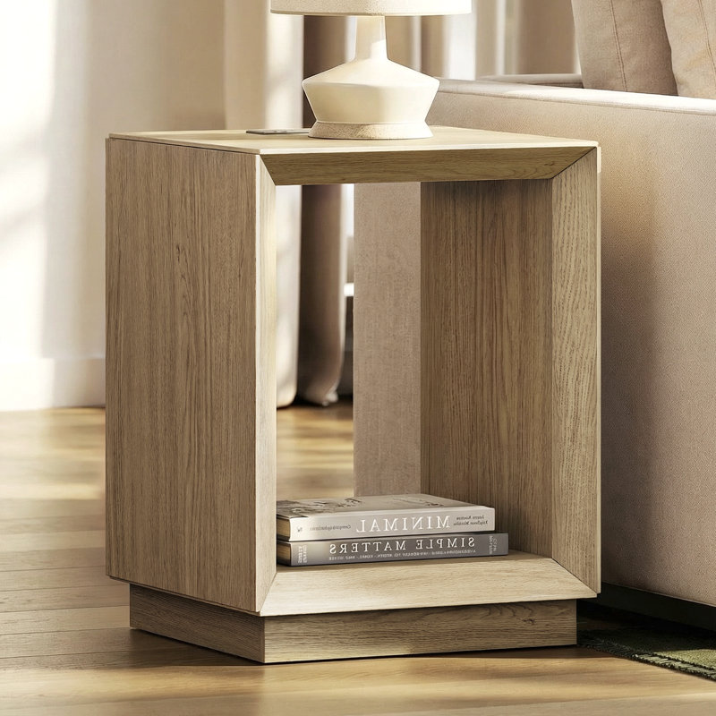 Table de bout à 2 niveaux avec station de charge, table de chevet avec ports et prises USB, table d'appoint en bois avec rangement ouvert pour le salon de la chambre à coucher