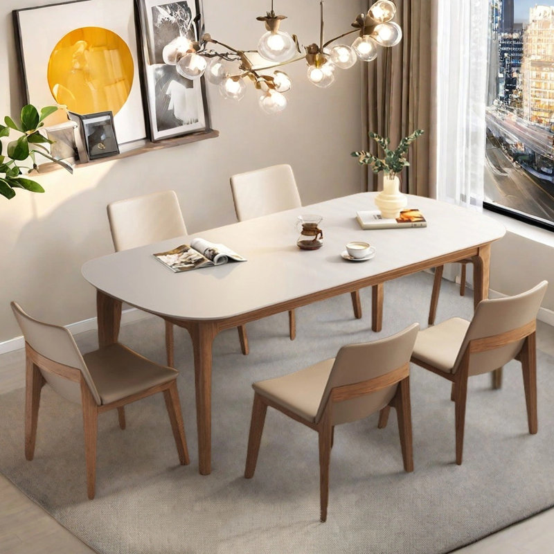 Table de salle à manger de style nordique minimaliste, H 29,53 po x L 70,87 po x l 31,5 po