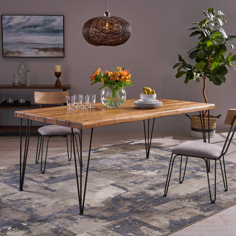 Table de salle à manger industrielle en bois et métal