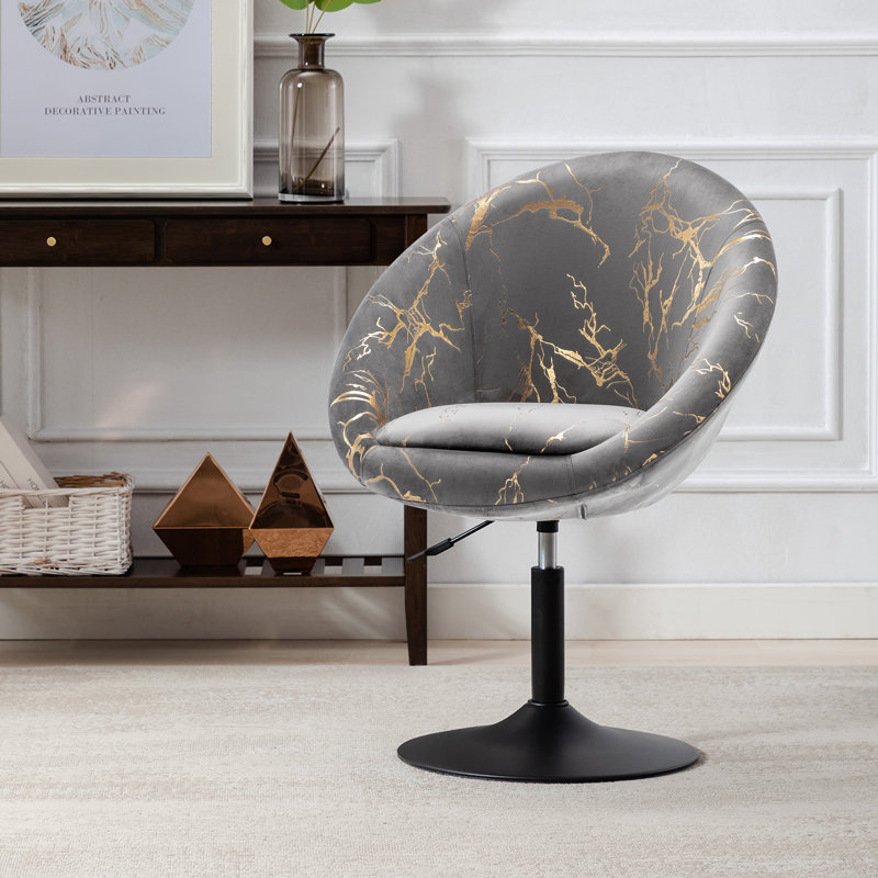 Fauteuil d'appoint pivotant en velours Pilcher, Gris