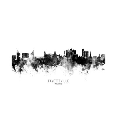 Fayetteville Arkansas Skyline Name Bw by Michael Tompsett - 1 Piece Wrapped Canvas Wall Art