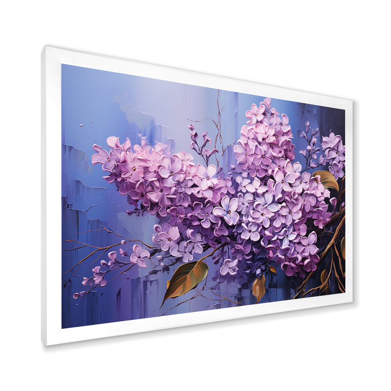 Lilas rêverie sur toile, H 16 po x l 32 po x P 1 po, Cadre simple blanc