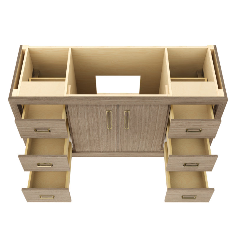 Avalon Single Extra Wide Bath Vanity, Natural Weathered, 60", Satin Gold