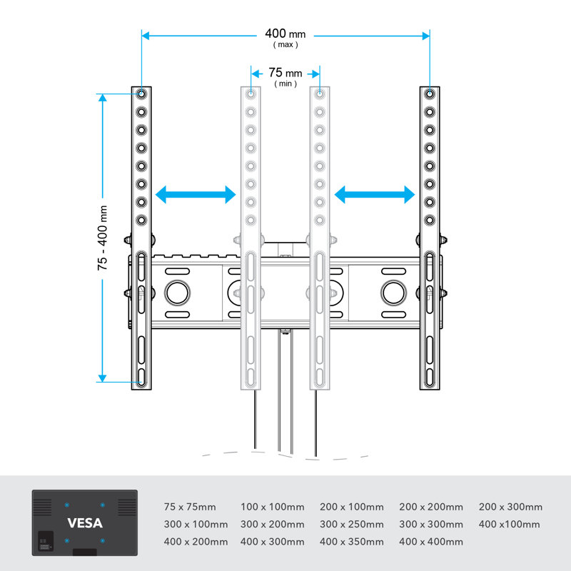 All In One Tilt & Turn Tv Wall Mount For TVs Up To 47" With Av Shelving