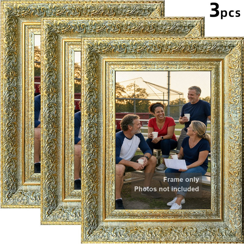 Cadre photo 3 pièces 8 "x 10" à forme rectangulaire antique en or antique