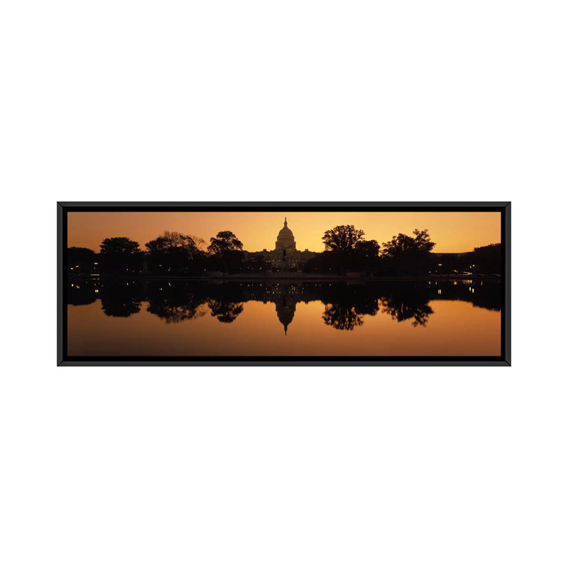 « capitol building, washington dc », reproduction de photo sur toile, H 12 po x l 36 po x P 1,5 po, Toile avec cadre noir